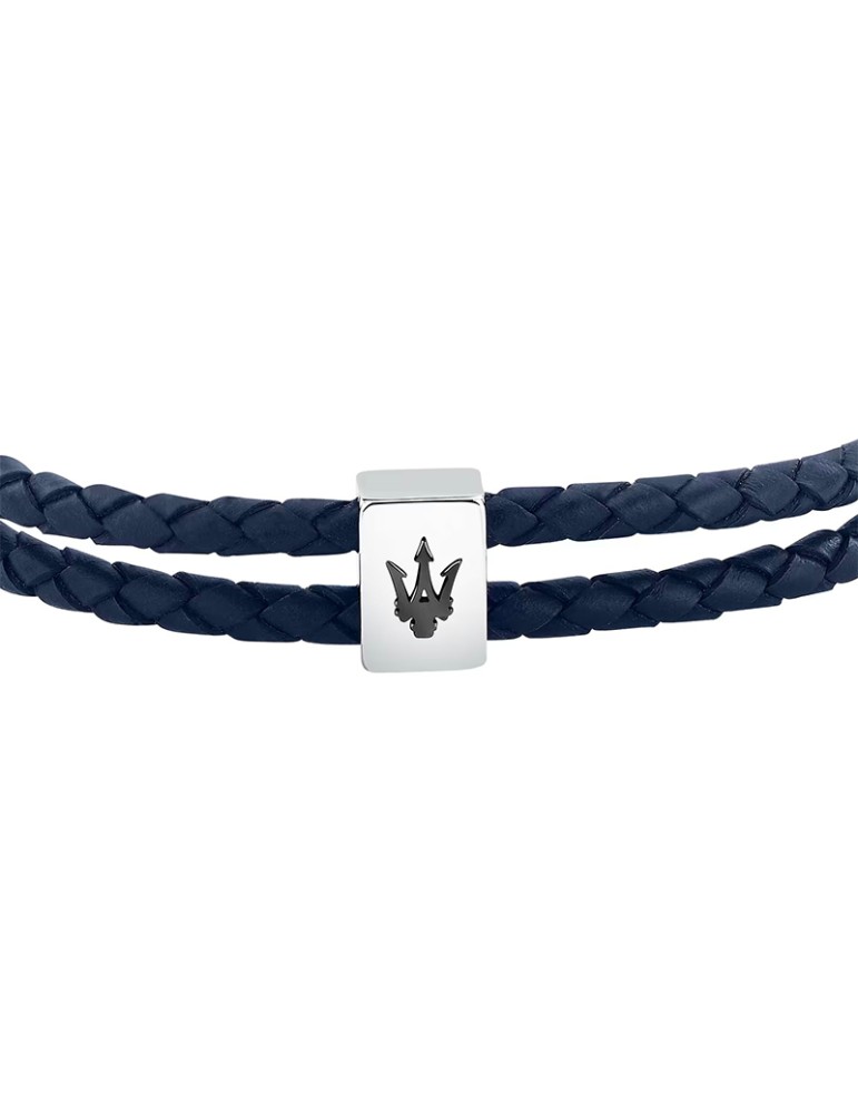 Bracciale Maserati - Leather - Doppio Cordino - Pelle Blu - JM226AVE46