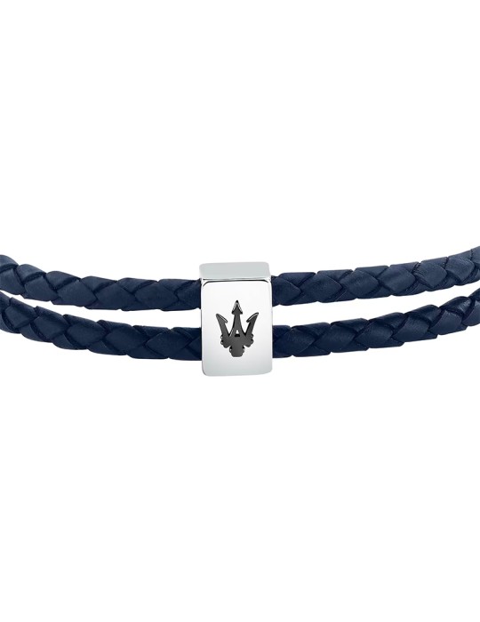 Maserati Bracelet - Leather - Double Cord - Blue Leather - JM226AVE46