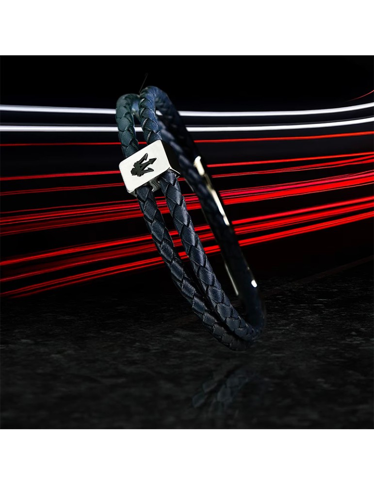 Maserati Bracelet - Leather - Double Cord - Blue Leather - JM226AVE46