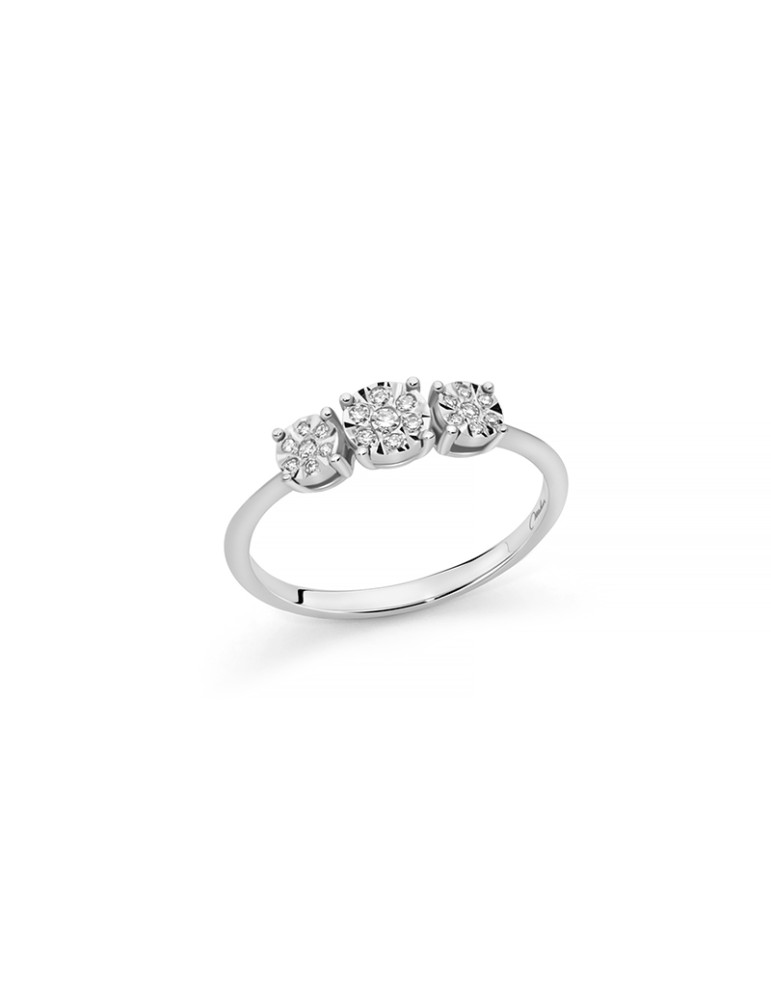 Anello Miluna - in Oro Bianco 18 carati Trilogy con Diamanti Naturali - 0