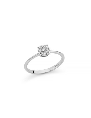Miluna Ring - 18K White Gold Rosette with Natural Diamonds - 0