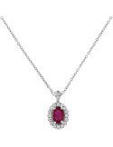 Collana Davite & Delucchi - in Oro Bianco 18 Carati con Diamanti e Rubino - 0