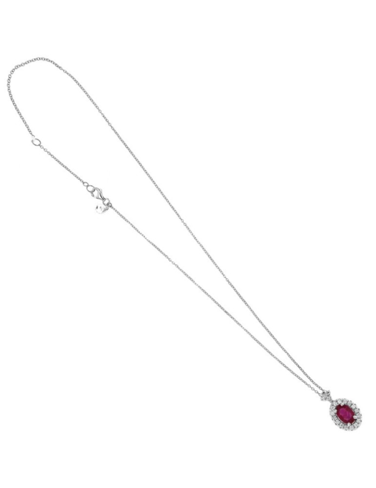 Collana Davite & Delucchi - in Oro Bianco 18 Carati con Diamanti e Rubino - 0