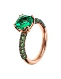 Bronzallure Ring-Rose Gold-Prisma Gem Green-Size 14-WSBZ02181.EM-14