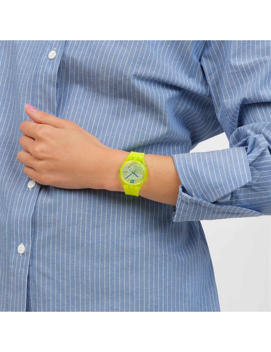 Orologio Swatch - Luminously Lemon - Tempo e Data -34mm-Verde-SO28J103