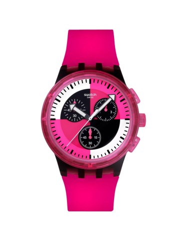 Orologio Swatch - Fuchsia Lines - Cronografo -42mm-Rosa e Nero-SUSB110