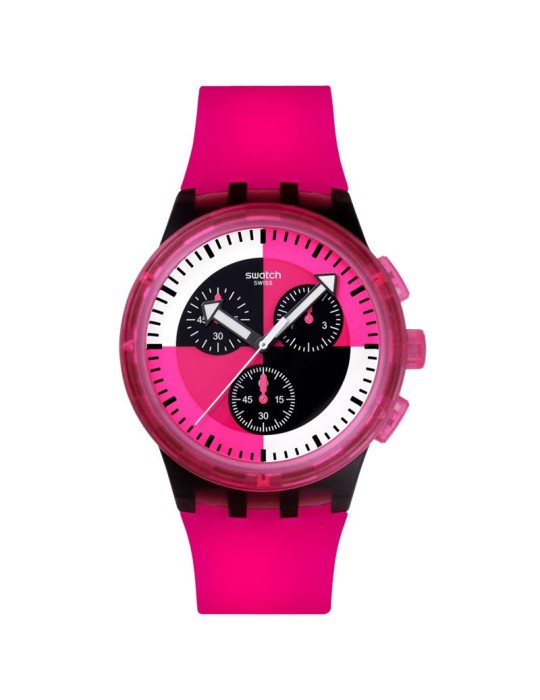 Swatch watch - Fuchsia Lines - Chronograph - 42mm - Pink and Black - SUSB110