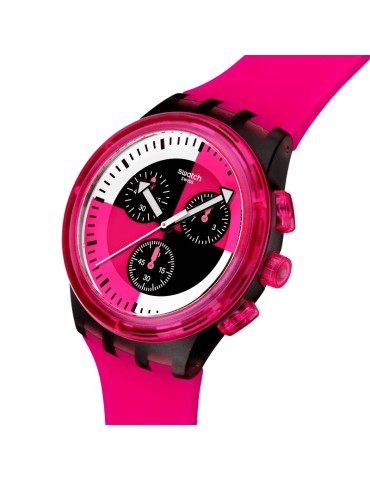 Orologio Swatch - Fuchsia Lines - Cronografo -42mm-Rosa e Nero-SUSB110 2