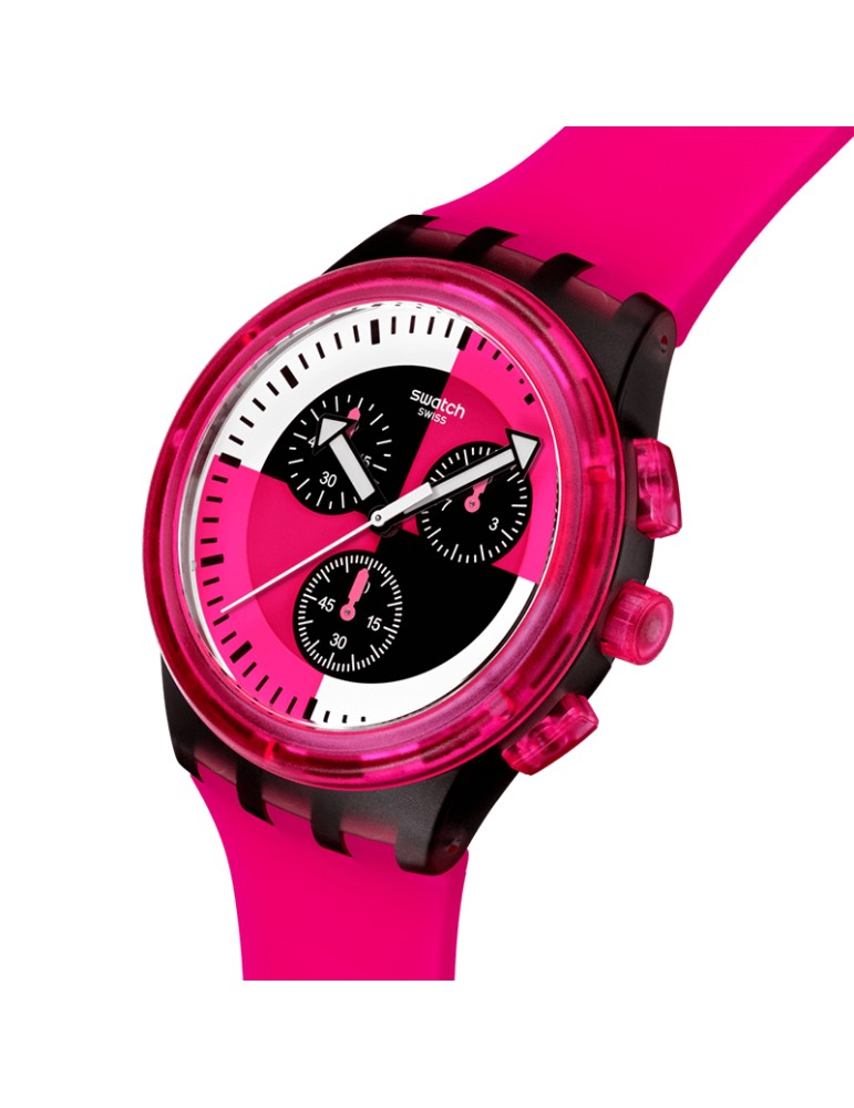 Orologio Swatch - Fuchsia Lines - Cronografo -42mm-Rosa e Nero-SUSB110
