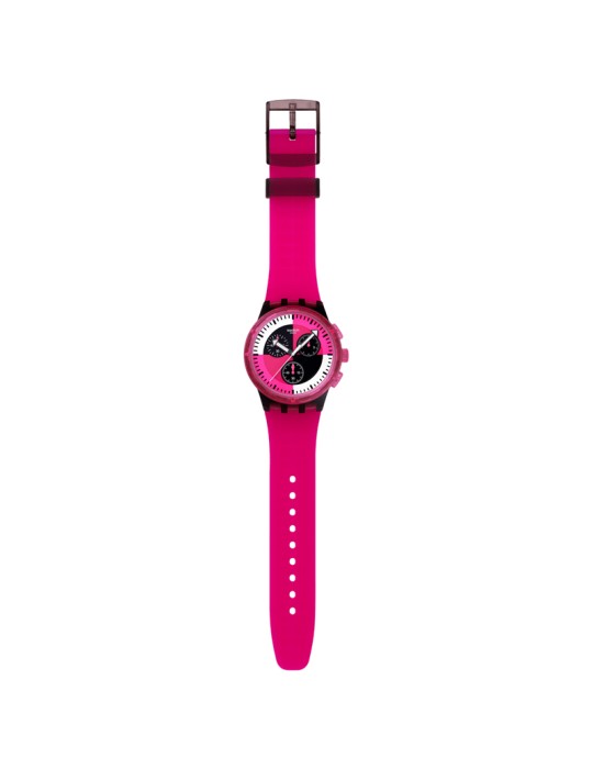 Swatch watch - Fuchsia Lines - Chronograph - 42mm - Pink and Black - SUSB110
