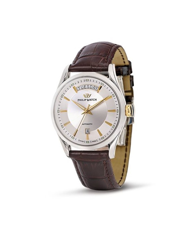 Orologio Philip Watch Uomo - Sunray Automatico 39mm Argento Gold - R8221680006