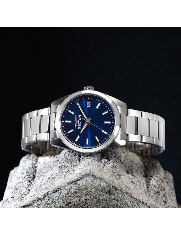 Sector Watch - 240 - Time and Date - Silver - 37mm - Blue-R3253240028