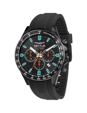 Orologio Sector - 230 Cronografo 43mm Nero con Indici Turchesi - 0