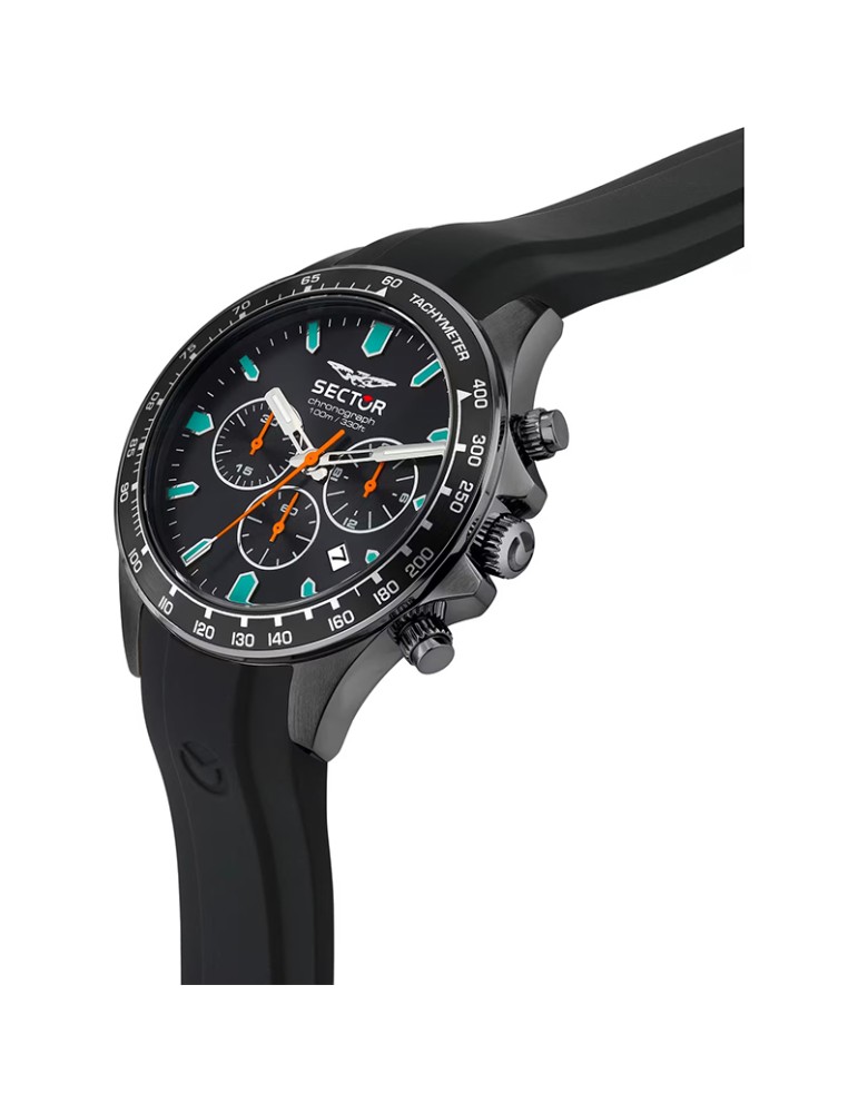 Orologio Sector - 230 Cronografo 43mm Nero con Indici Turchesi - 0
