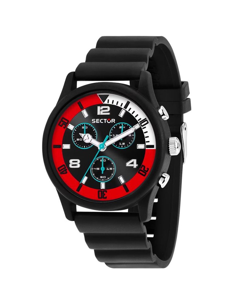 Orologio Sector - Nero - 43mm - Dettaglio Bianco e Rosso - R3271718001