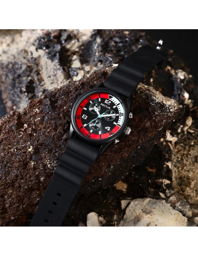 Orologio Sector - Nero - 43mm - Dettaglio Bianco e Rosso - R3271718001