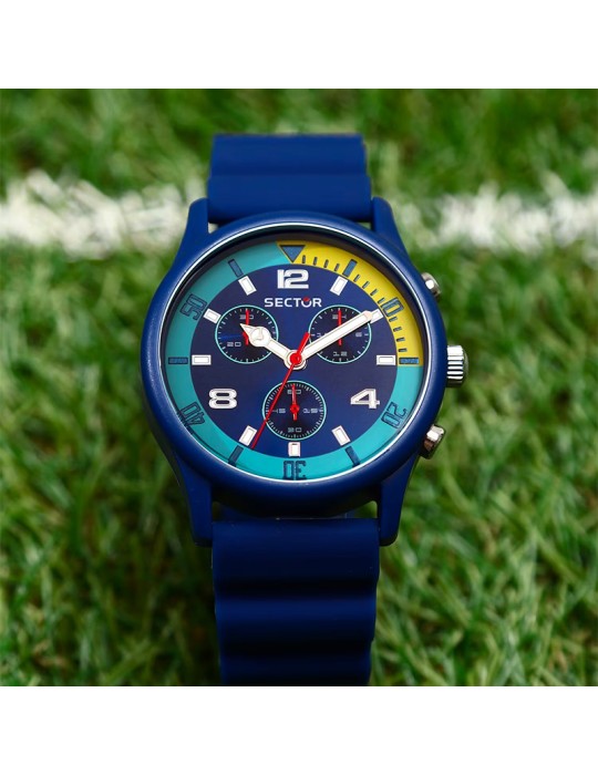 Orologio Sector - H2O Cronografo Blu 43mm con Dettaglio Celeste e Giallo - 0