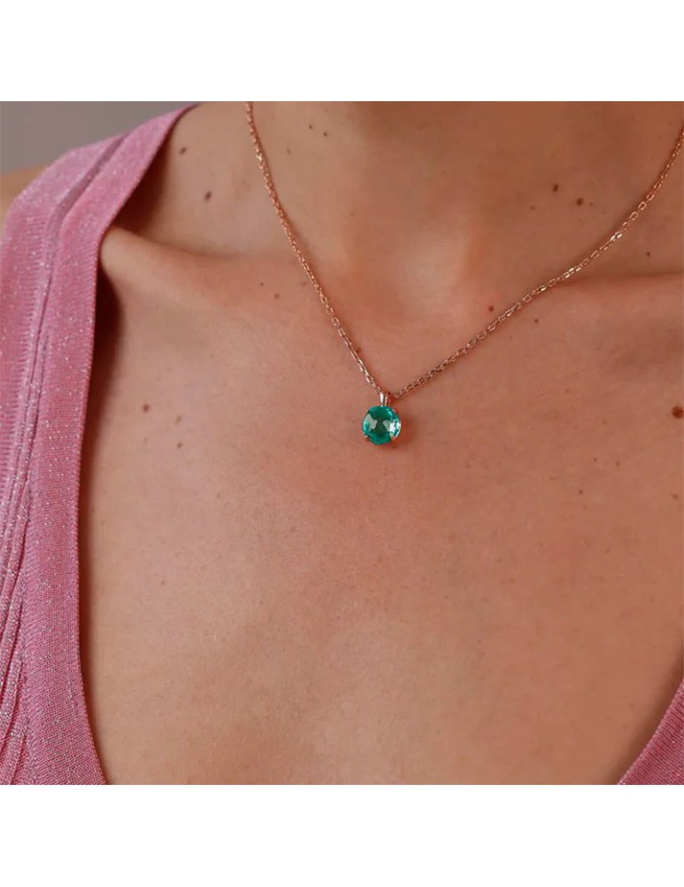 Collana Bronzallure - Rose Gold - Punto Luce Verde - WSBZ02310.GT
