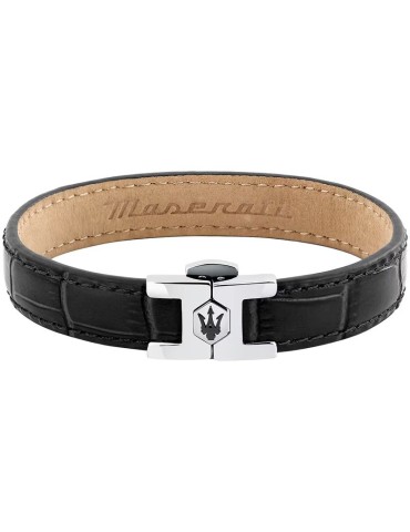Bracciale Maserati - Pelle Nera - Chiusura in Acciaio - JM2269LA01