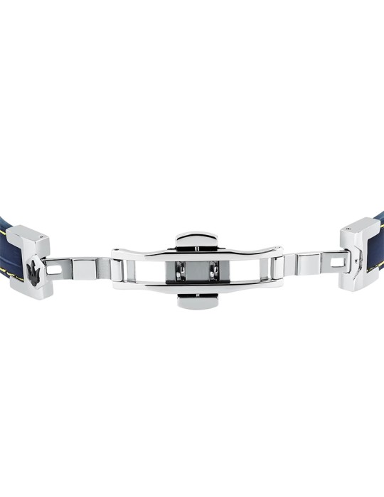 Maserati Bracelet - Blue Leather - Yellow Stitching - JM2269LA02