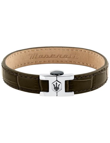 Maserati Bracelet - Brown Leather - Steel Clasp - JM2269LA03