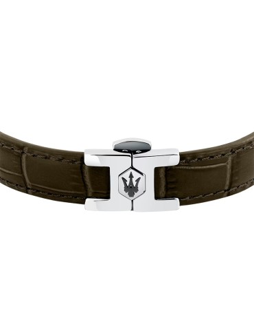 Maserati Bracelet - Brown Leather - Steel Clasp - JM2269LA03 2