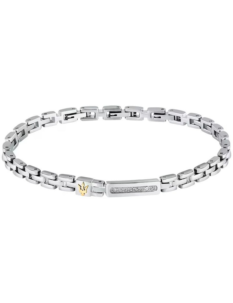 Bracciale Maserati - Iconic -Acciaio 316L-Cristalli Bianchi-JM324AVD54