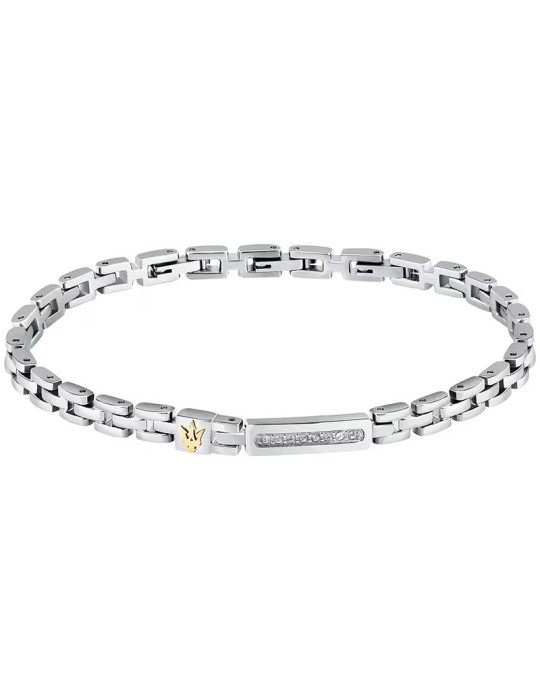Bracciale Maserati - Iconic -Acciaio 316L-Cristalli Bianchi-JM324AVD54