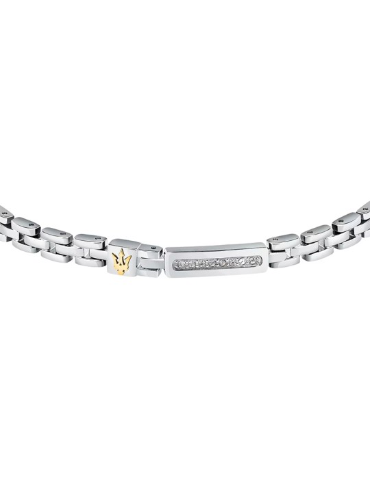 Bracciale Maserati - Iconic -Acciaio 316L-Cristalli Bianchi-JM324AVD54
