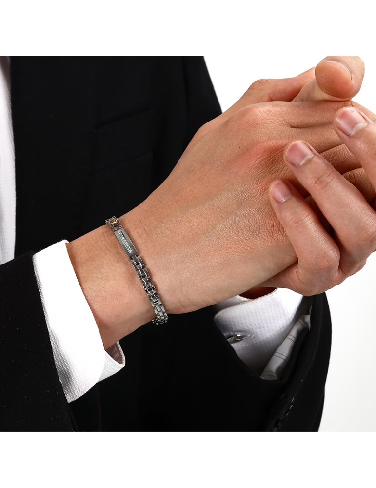 Bracciale Maserati - Iconic -Acciaio 316L-Cristalli Bianchi-JM324AVD54