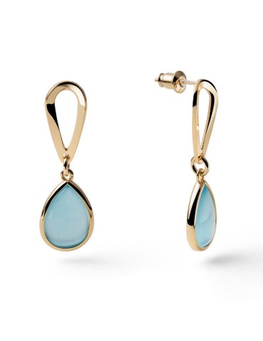 Unoaerre Earrings - Pendants - Gilded Bronze - Blue Crystal - 14EXO0138