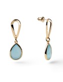Orecchini Unoaerre -Pendenti-Bronzo Dorato-Cristallo Azzurro-14EXO0138