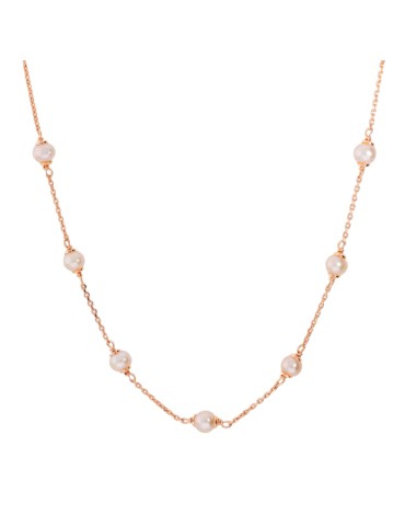 Collana Bronzallure - a Catena - Rose Gold - Perle Rosa-WSBZ02554.RPRL