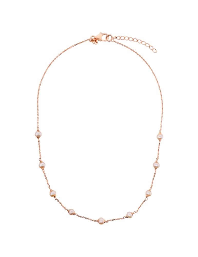 Collana Bronzallure - a Catena - Rose Gold - Perle Rosa-WSBZ02554.RPRL