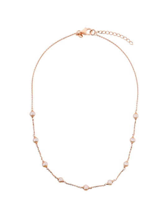 Collana Bronzallure - a Catena - Rose Gold - Perle Rosa-WSBZ02554.RPRL