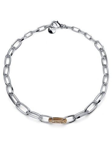 Unoaerre Necklace - Chain - Two-tone - Pavé Cubic Zirconia - EXH5744BC