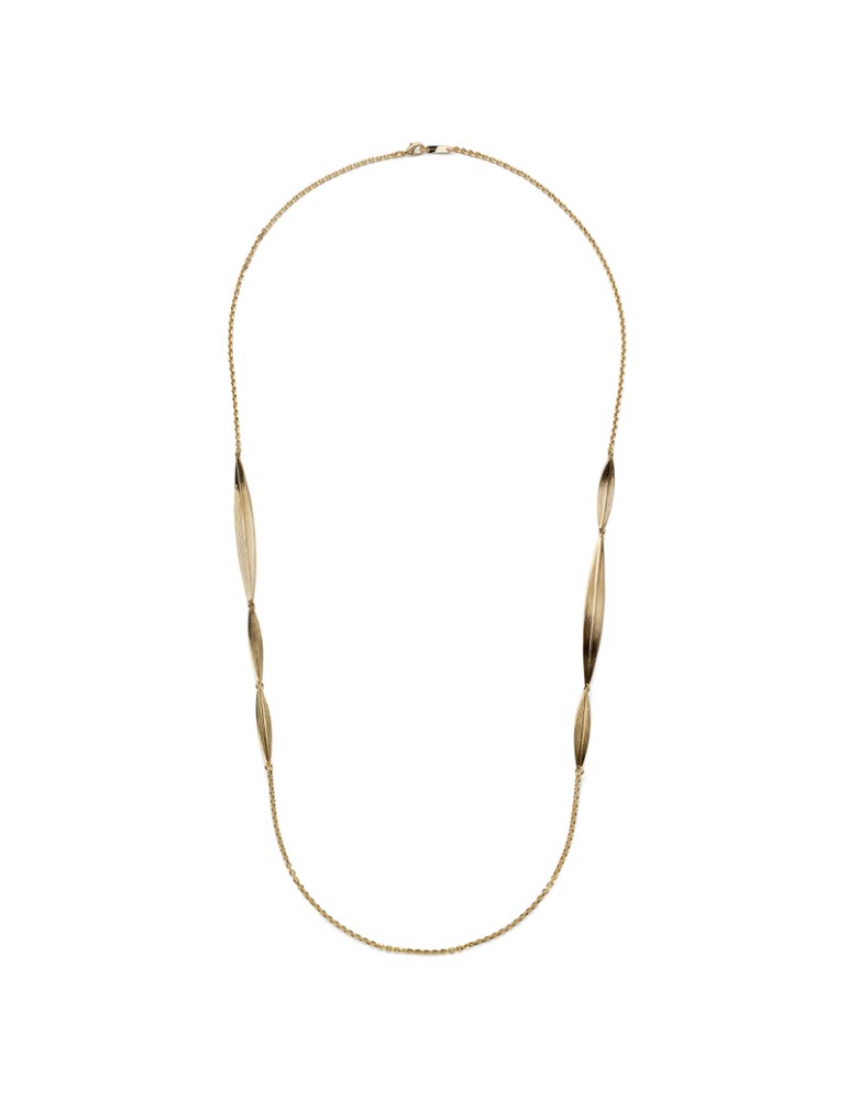 Collana Unoaerre - Lunga - Dorata -Elementi a Forma di Foglia-EXH5764G
