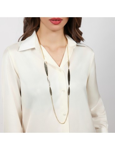Collana Unoaerre - Lunga - Dorata -Elementi a Forma di Foglia-EXH5764G 2