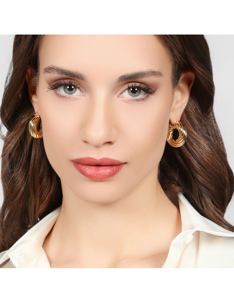 Unoaerre Earrings - Classica - Torchon - Hoop - Gold-EXO48799G