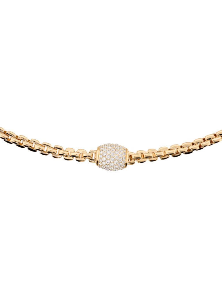 Bronzallure Necklace-Gold-Squared Links-Cubic Zirconia-WSBZ02579Y.WR