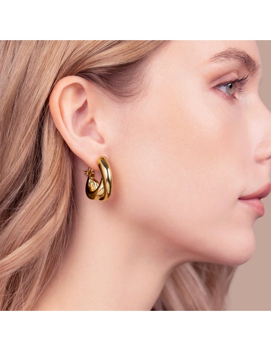 Bronzallure - Purità Gold Polished Weaving Earrings - WSBZ02592Y.YG