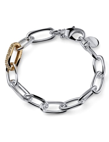 Bracciale Unoaerre - Silver - Maglia Gold - Pavè di Zirconi -EXB5404BC
