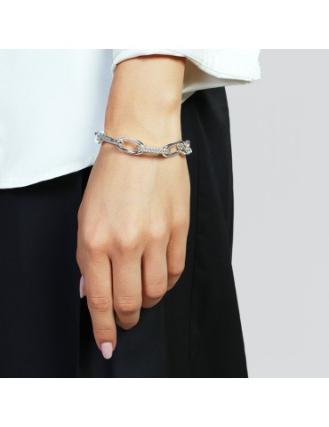 Bracciale Unoaerre - Silver - Maglia Gold - Pavè di Zirconi -EXB5404BC 2