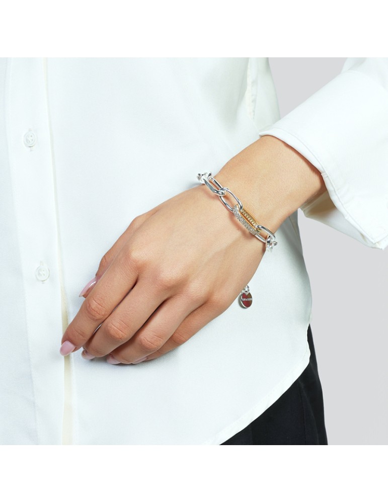 Unoaerre Bracelet - Silver - Gold Link - Zircon Pavé - EXB5404BC