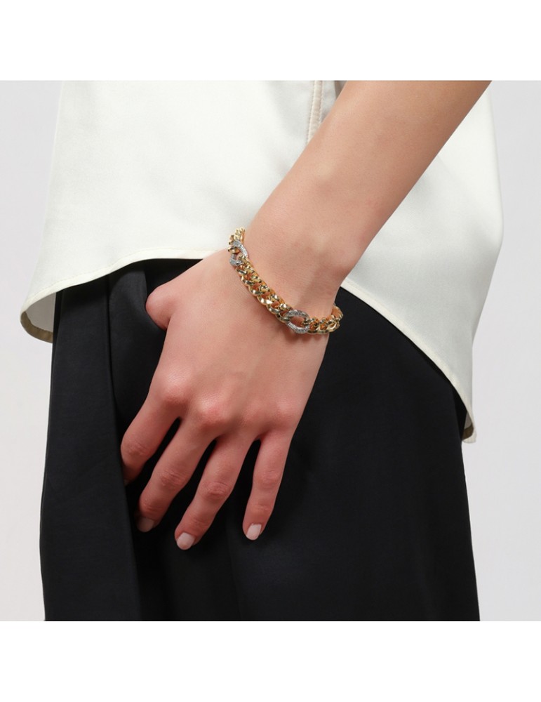 Unoaerre Bracelet - Chain - Golden - Silver Diamond Links - EXB5484GB