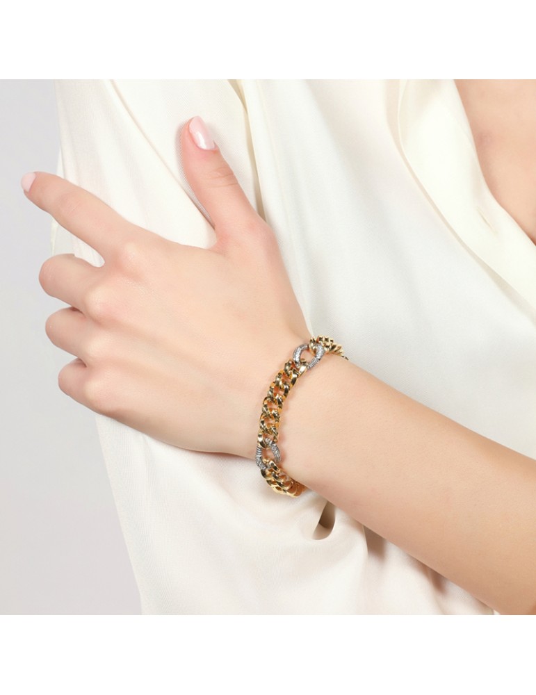 Unoaerre Bracelet - Chain - Golden - Silver Diamond Links - EXB5484GB