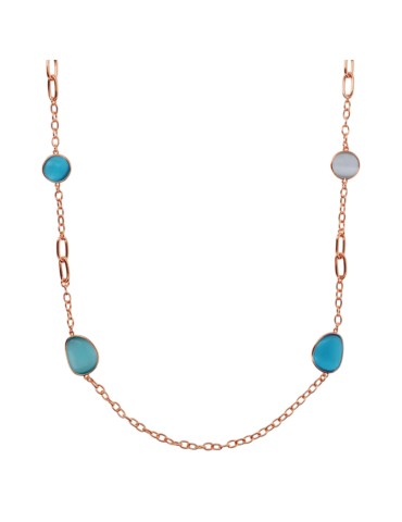 Bronzallure Necklace - Long - Blue Stones-Cat's Eye-WSBZ02616.BLU