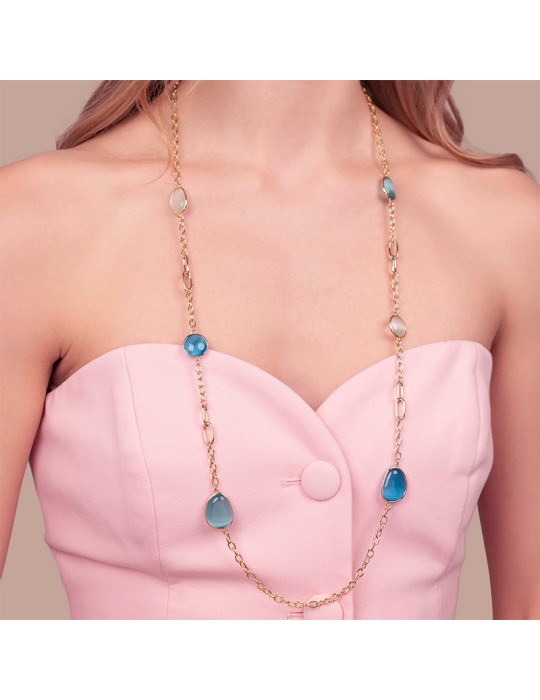 Collana Bronzallure - Lunga - Pietre Blu-Occhio di Gatto-WSBZ02616.BLU