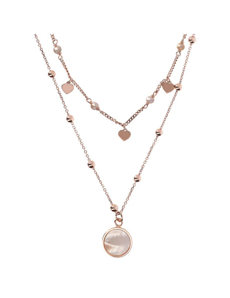 Bronzallure Necklace - Hearts - Mother of Pearl Pendant - WSBZ01793.WM