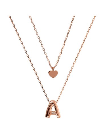 Collana Bronzallure - Rose Gold - Cuore - Lettera A - WSBZ02286.A